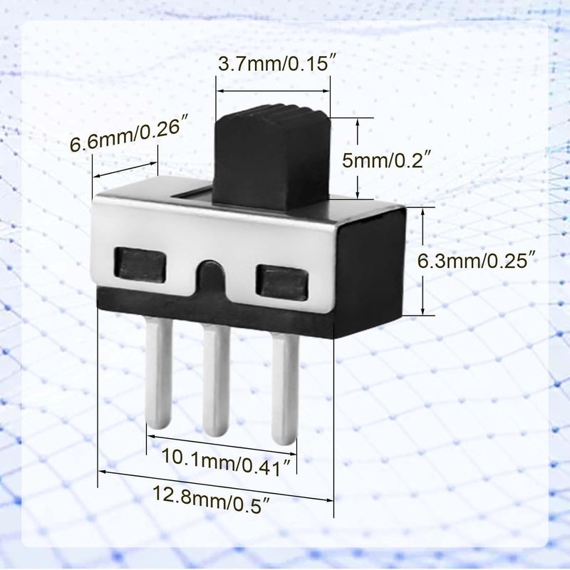 Juasky 20pcs Micro Slide Switch,High Knob Vertical Slide Switch SPDT 3 Pin 2 Position 1p2t Panel SS-12D10 - Image 2